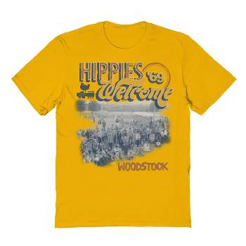 Woodstock Men's Hippies Welcome Short Sleeve Graphic Cotton T-Shirt