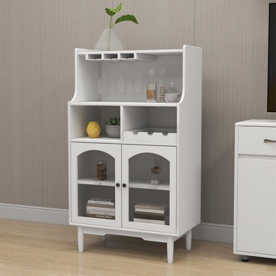 Wine Bar Cabinet with Removable Wine Rack, Wood Sideboard Buffet Storage Cabinet for Kitchen Dining Room Living Room