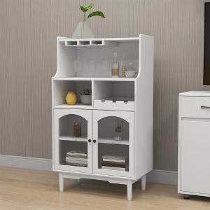 Wine Bar Cabinet with Removable Wine Rack, Wood Sideboard Buffet Storage Cabinet for Kitchen Dining Room Living Room - 1 of 4