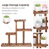 UNHO 4 Tiers Retro Mini Corner Ladder Plant Stand Garden Balcony Bonsai Rack Shelf Wooden Planter Shelf for Small Flower Pots Botanical - 4 of 4