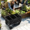 Outsunny Collapsible Utility Wagon, Heavy Duty Folding Cart, 132 lbs. Capacity Steel Frame, All-Terrain Wheels, Adjustable Handle, Bag, Black - 3 of 4