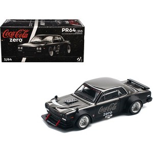 Skyline GT-R V8 Drift "Hakosuka" RHD (Right Hand Drive) "Coke Zero" Dark Chrome and Black 1/64 Diecast Model Car by Pop Race - 1 of 4