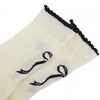 Alilang Women's 2-Pack Bow Pattern Crew Socks with Scalloped Trim and Contrast Details - White - 4 of 4