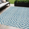 Teal Blue And Ivory Geometric Washable Indoor Outdoor Area Rug - 2 of 4