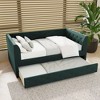 Whisen Twin Size Upholstered Velvet Tufted Daybed with Trundle - 3 of 4