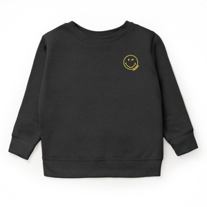 The Juniper Shop SmileyWorld Embroidered Smiley Face Outline Youth Sweatshirt - L - Black - 1 of 3