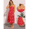 INSPIRE CHIC Women's Floral Sleeveless Halter Smocked Ruched Beach Midi Dress - 2 of 4