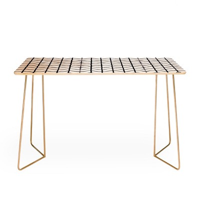 Wonder Forest Grid Lock Black and Gold Desk - Deny Designs