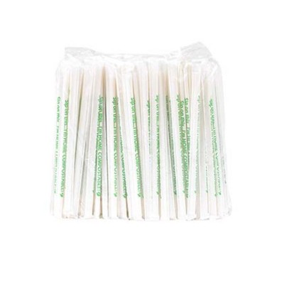 UrthPact 7.75" Home Compostable PHA Straw White Jumbo Made in USA - Pack of 350