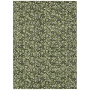Olive Green Artichoke Green And Ivory Floral Washable Indoor Outdoor Area Rug - 1 of 4