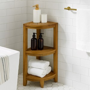 Nordic Teak Natural Shower and Spa/Bathroom/Outdoor Corner Shelf - Beige - 1 of 4