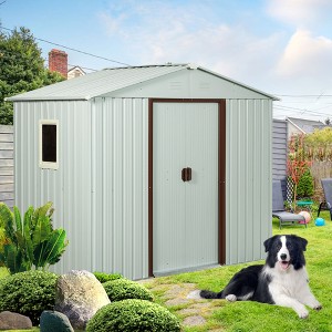 NicBex Durable Iron Outdoor Storage Shed with Gable Roof and Lockable Door Garden Shed with Window for Backyard, Lawn, Patio, White - 1 of 4