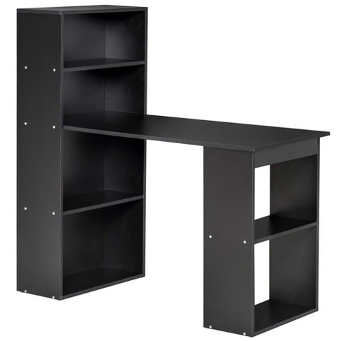 Computer Storage Workstation Study Desk Writing Table with 2 Tier Shelves  for Office and Home