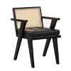 Rubber Wood Accent Chair with Rattan Backrest and Padded Seat, Armchair for Bedroom, Dining Rooom, Living Room, Indoor Furniture - The Pop Home - 2 of 4
