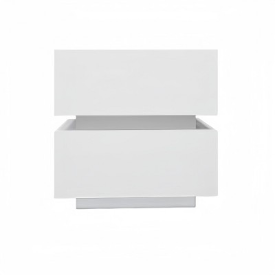Vynxaria Modern 2-Drawer Bedside Table Nightstand - White High Gloss, RGB LED Light (APP/Remote/Bluetooth), Ample Storage