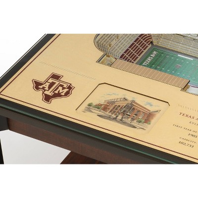 Texas A&M Aggies Black Stainless Steel and Glass End Table