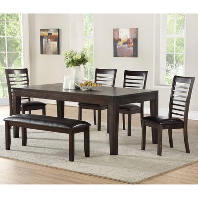 5pc Ally Dining Set Espresso Finish - Steve Silver Co.: Contemporary Rectangular Table, 4 Upholstered Chairs, Extendable