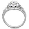 Slickblue Women's Silver Stainless Steel Ring, Clear CZ Floral Halo Design, Sparkling Band, Lightweight, Sizes 5–10 - 3 of 4