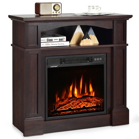 Costway 32'' 1400w Electric Fireplace Mantel Tv Stand Space Heater W/ Shelf  Naturalwhite : Target