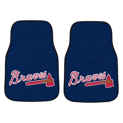 MLB Atlanta Braves Tomahawk Carpet Car Mat Set - 2pc