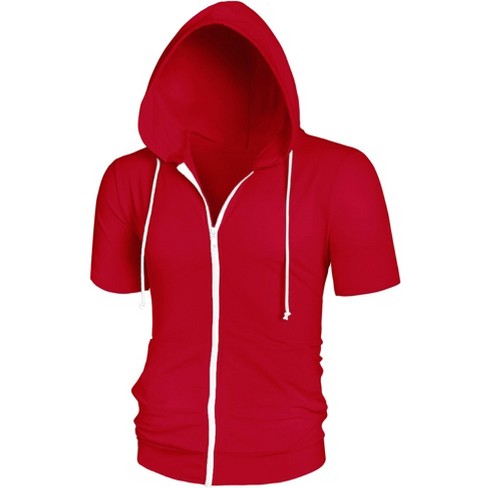Lars Amadeus Men s Solid Full Zip Short Sleeves Hooded Sweatshirt 2 Packs Red yellow M Target