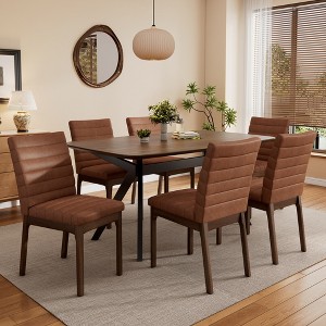 7-Piece Dining Set with Kitchen Table and 6 Upholstered Chairs - 1 of 4