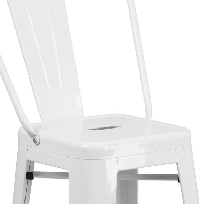 Sleek White 30" Metal Bar Stool with Removable Back