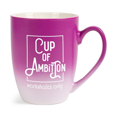 Elanze Designs Cup Of Ambition Workaholic Only Two Toned Ombre Matte Pink and White 12 ounce Ceramic Stoneware Coffee Cup Mug