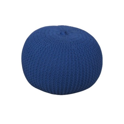 GlasFlength Ottomans and Benches Portable Round Pouf Knitted Cotton Modern Elegant Simple Design for Living Room Indoor Outdoor, Blue, 20"*20"*14"