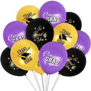 Treasures Gifted Purple Graduation Balloon Bouquet - Purple Graduation Party Supplies - 12 Pack - 1 of 1