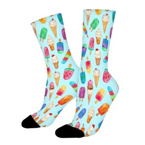 Ice Cream Women Printed Crew Socks Funny Funky Socks Soft Polyester Novelty Gifts for Artists Men - 1 of 1