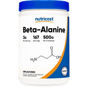 Nutricost Beta Alanine Powder 500 Grams (1.1lbs) - Pure Beta Alanine, Gluten Free & Non-GMO - 1 of 4