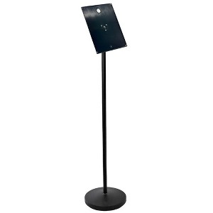 Azar Displays Black Pedestal Sign Holder for Floor 8.5" x 11" Swivel Frame for Portrait/Landscape on Straight Pole Stand - 1 of 4