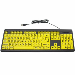 5 Star Super Deals Big & Bright Easy See Keyboard & Mouse - USB Wired, High Contrast Yellow - Qwerty Keyboard w/ Large Print Keys - 1 of 4