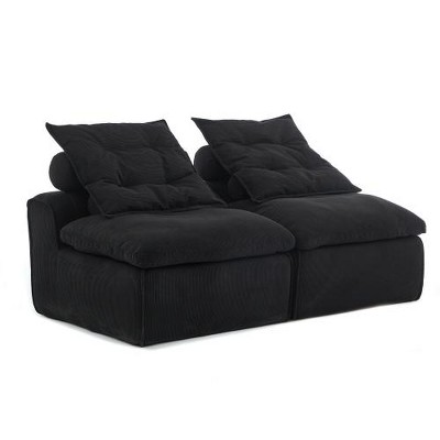 LIVAREEmlen Modular Sofa,Soft Corduroy Fabric,Neck Pillow-Back Lounge Sofa Chair,Reading Nook, or Apartment Living,2 Seats,Upholstered