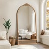 Dovelina Arched Solid Wood Top Carved Bottom Rattan Decorative Wall Mirror Large Mirror - 2 of 4