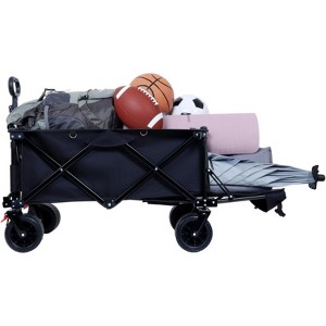 RISOKEYS Collapsible Utility Wagon,with 30% Expandable Tailgate,All-Terrain Beach Wheels,Adjustable Handle for Beach,Camping, Gardening,Outdoor - 1 of 4