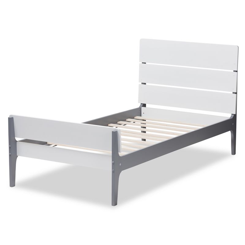 Twin Nereida Modern Classic Mission Style Finished Wood Platform Bed White/Gray - Baxton Studio, 4 of 10
