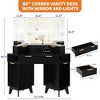 48'' Large Corner Vanity Desk, Modern Fluted Makeup Vanity with Mirror and Lights - 3 of 3
