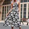 Anna-Kaci Women's Halter Neck Floral Print Midi Dress with Fitted Bodice and Flowing Skirt - 2 of 4