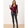 INSPIRE CHIC Women's Velvet Contrast Collar Shiny Metallic Cropped Sequin Blazers - 4 of 4
