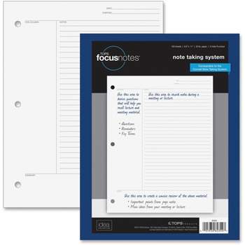TOPS Products Focusnotes Filler Paper 3HP 20LB. 11"X8-1/2" 100/PK WE 62354