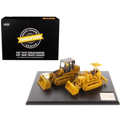 CAT Caterpillar 977D Traxcavator 1955-1960 & 963K Track Loader Current w/Operators Evolution Series 1/50 Diecast Masters