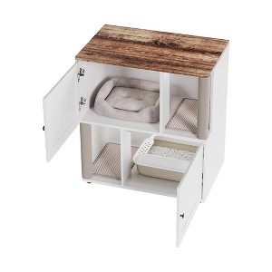 coucheta Grey Cat Litter Box Enclosure with Dual Rooms for 2 Cats, Hidden Kitty Toilet Furniture Cabinet - 1 of 4