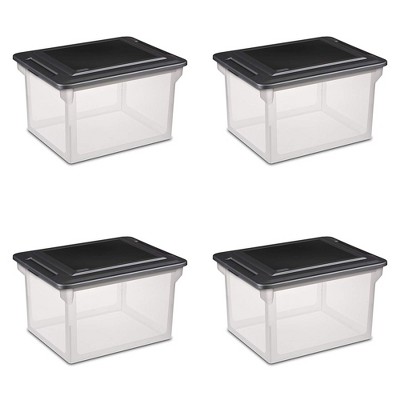 Sterilite 200 Quart Plastic Stacker Box, Lidded Storage Bin Container For  Home And Garage Organizing, Shoes, Tools, Clear Base & Gray Lid, 3-pack :  Target