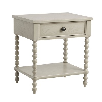 Natural Elegance Whitewash Wood Nightstand with Turned Legs