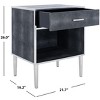 Tammy 1 Drawer Faux Shagreen Nightstand - SFV1532 - Black/Silver - Safavieh Couture - 3 of 4