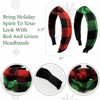 Wrapables Wide Knotted Christmas Headbands for Women, Plaid Holiday Hair Accessories, 2pc Red/Green - 2 of 4