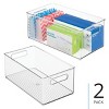 iDesign Plastic Stackable Fridge Bin with Handles, Set of 2, Clear, Made in USA - 2 of 4