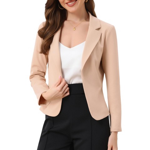 INSPIRE CHIC Women's Business Casual Open Front Fully Lined Crop Suit Jacket Grass Green Medium